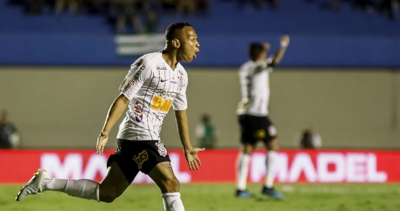 O Corinthians saiu na frente logo no início da partida, aos 10 minutos do primeiro tempo, com o gol de Janderson. É o seu primeiro pela equipe profissional. Foto: Rodrigo Gazzanel/Agência Corinthians