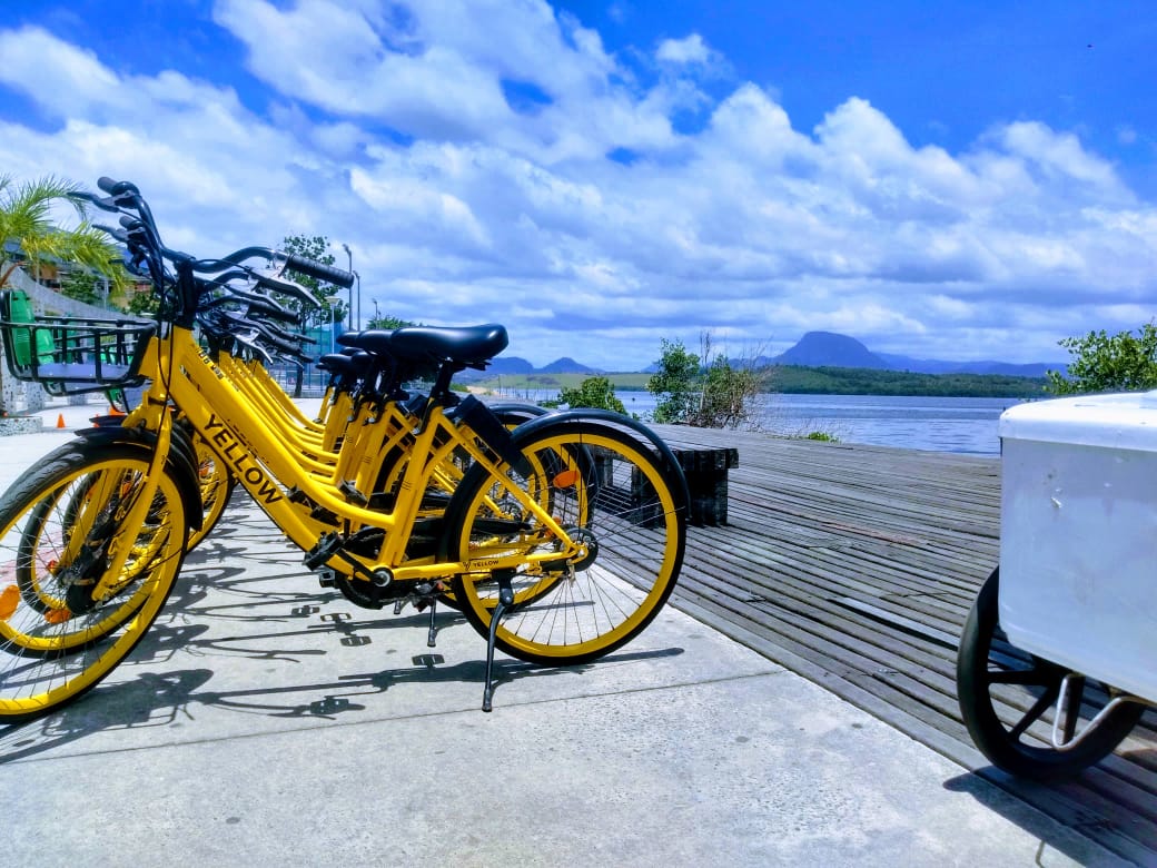 Bike da Yellow na Ilha das Caieiras. Crédito: Bruno Cordeiro