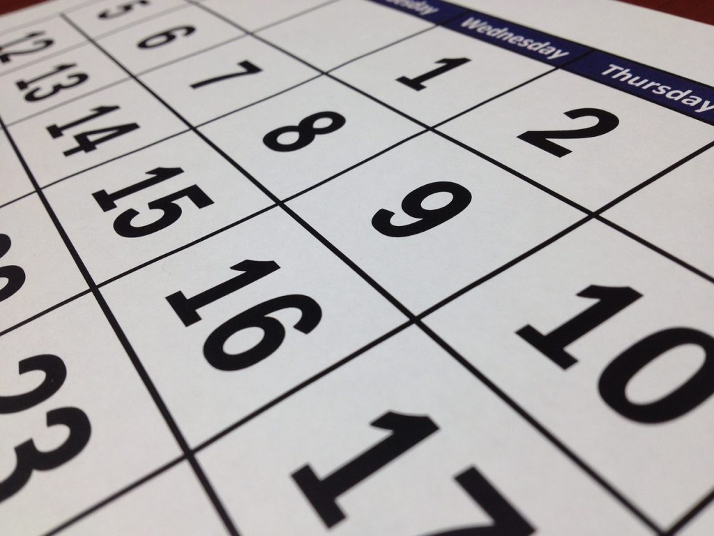 Próximo feriado oficial determinado pelo calendário federal é só em setembro. Calendário. Foto: Pixabay