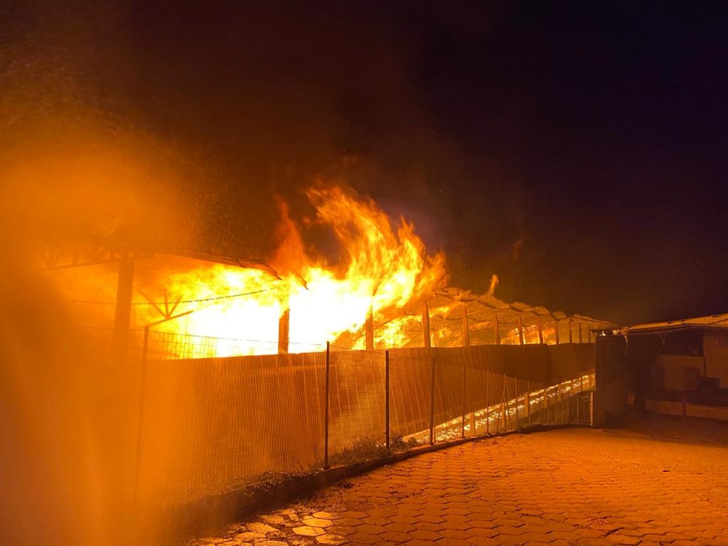 Incêndio atinge a Ovos Pommer, em Santa Maria de Jetibá. Foto: Divulgação/Bombeiros Voluntários