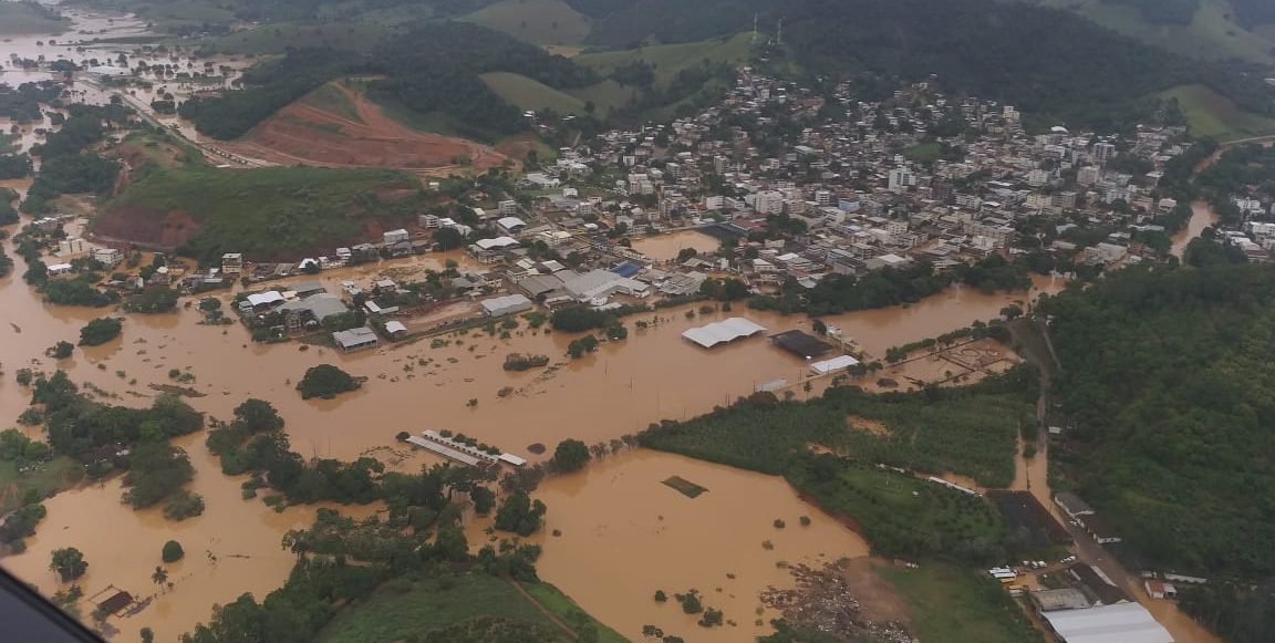 Alagamento em Alfredo Chaves, no sul do Espírito Santo, em 18 de janeiro de 2020. Foto: governo do estado