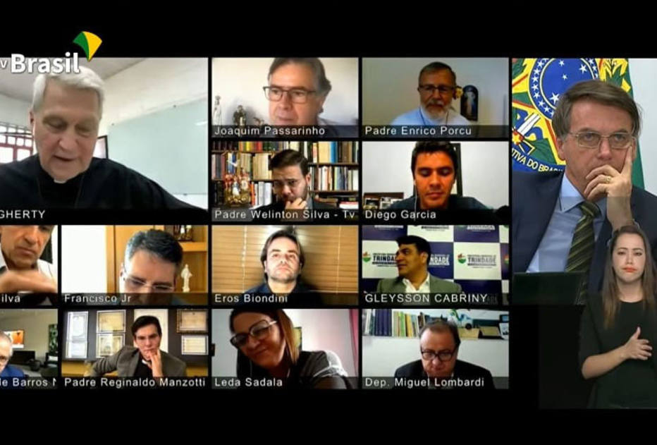Presidente Jair Bolsonaro em videoconferência com representantes religiosos, empresários e parlamentares. Foto: Reprodução / Youtube Presidência da República