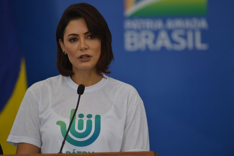 À Polícia, Michelle Bolsonaro se queixa de 'piadas infames em redes sociais'. Foto: Marcello Casal JrAgência Brasil