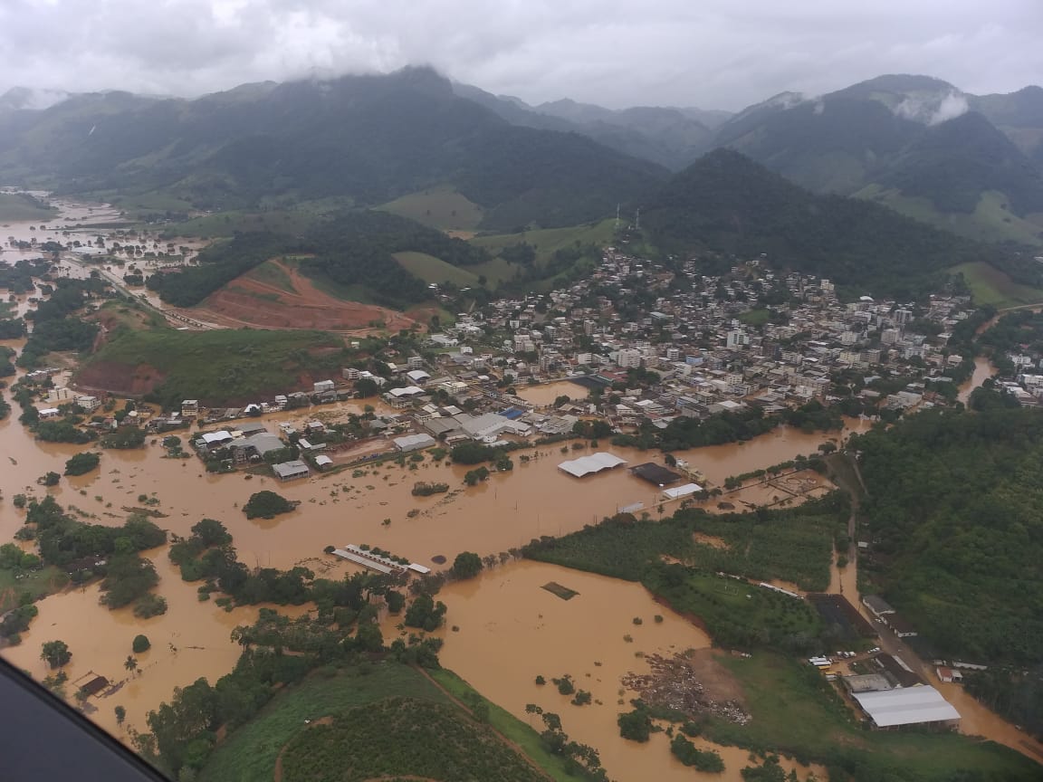 Alagamento em Alfredo Chaves, no sul do Espírito Santo, no dia 18 de janeiro. Foto: Governo do Estado