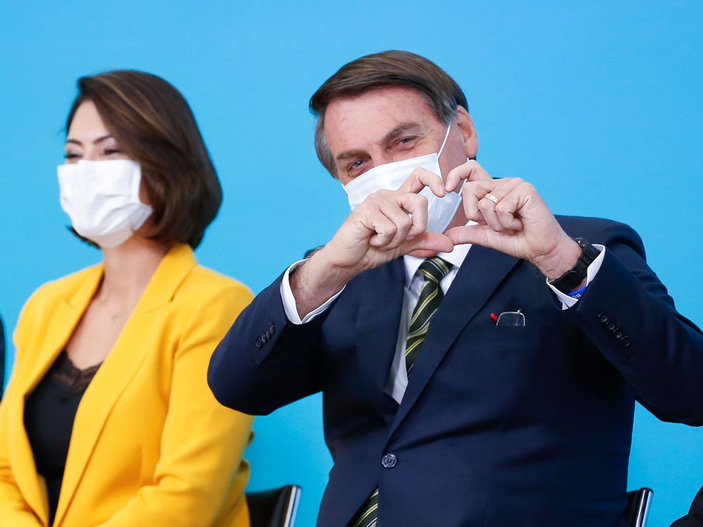 Primeira-dama do Brasil, Michelle Bolsonaro, e o presidente Jair Bolsonaro. Foto: Carolina Antunes/PR