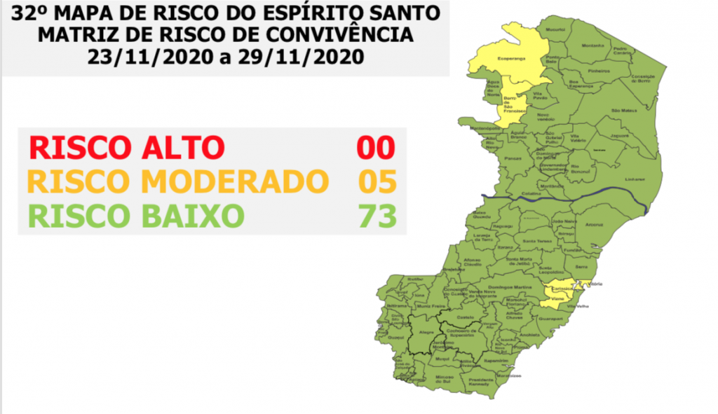 32º Mapa de Risco da Covid-19 do Espírito Santo. Foto: Governo do Estado