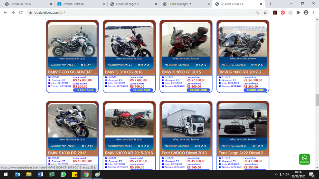 Site de leilão falso com informações do Buaiz Leilões. Foto: Reprodução