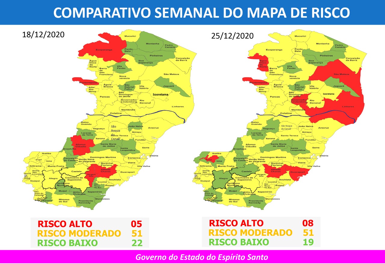 37º Mapa de Risco Covid-19. Foto: Reprodução/Governo do ES