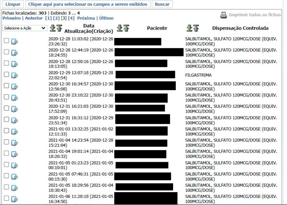 Lista de fichas de pacientes. (Foto: Reprodução)