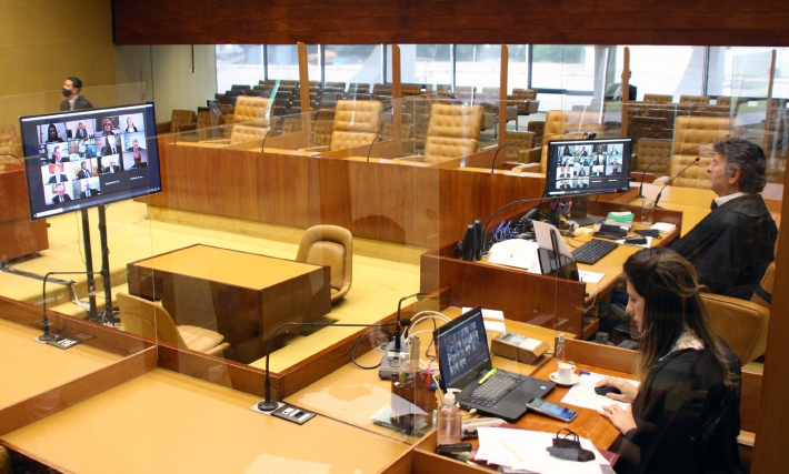 Plenário do Supremo Tribunal Federal durante sessão realizada por videoconferência. (Foto: Nelson Jr./SCO/STF)