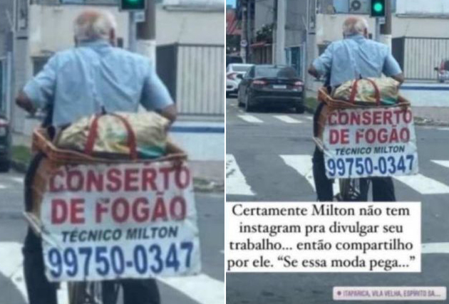 Foto do seu Milton viralizou na web. Foto: Reprodução