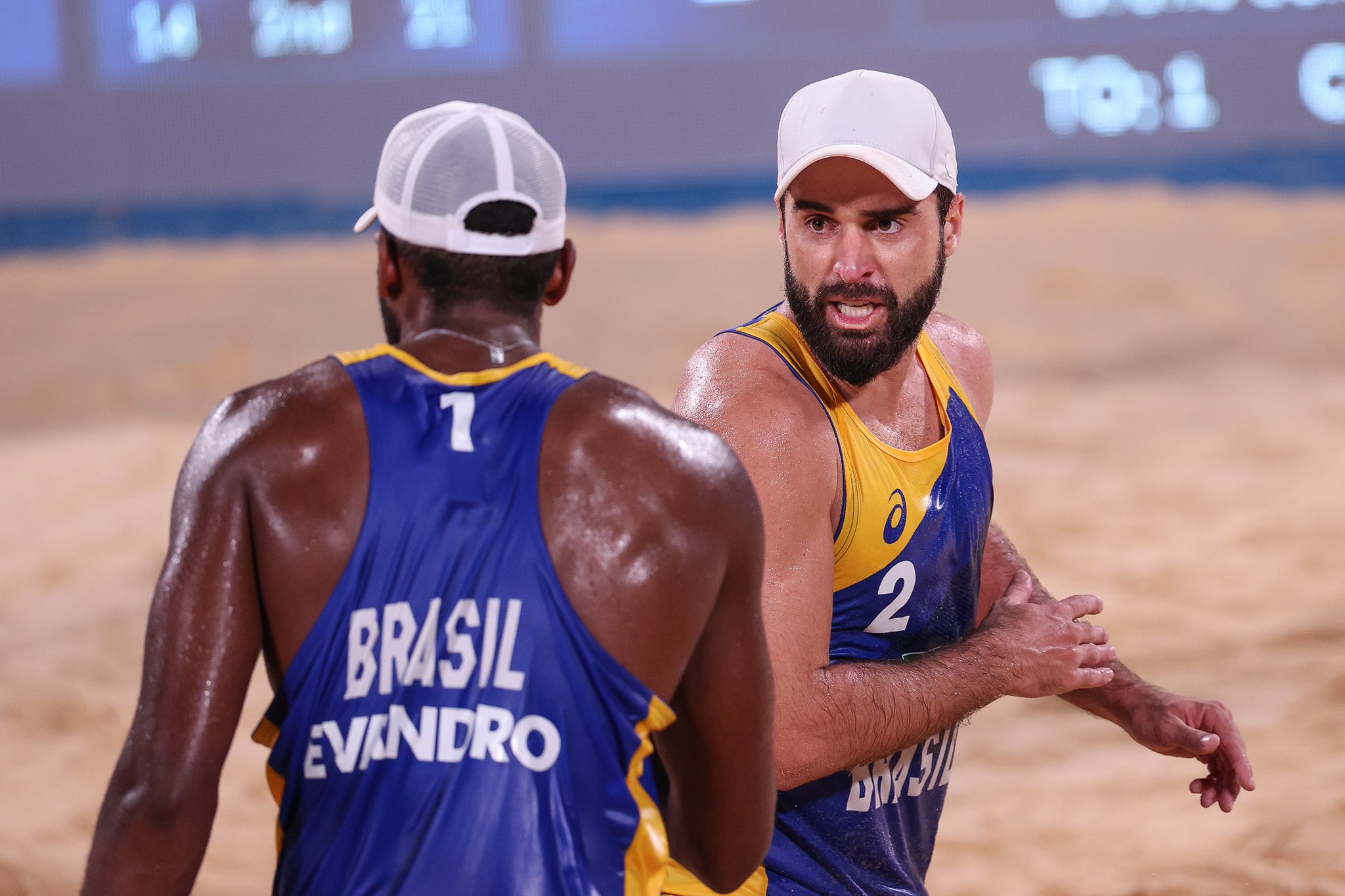 Evandro e Bruno lideraram o Grupo E, com três vitórias na fase anterior. Era a única dupla brasileira em Tóquio que ainda não havia sido derrotada. Foto: Wander Roberto/COB