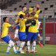 Jogadores da seleção brasileira comemoram vitória nos pênaltis. Foto: Twitter/Jogos Olímpicos
