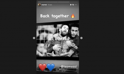 Neymar dá boas-vindas a Messi em seu Instagram: 'Juntos novamente'. Foto: Instagram/@neymarjr
