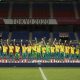 Seleção brasileira não usou uniforme oficial do Time Brasil ao receber medalhas de ouro. Foto: Lucas Figueiredo/CBF