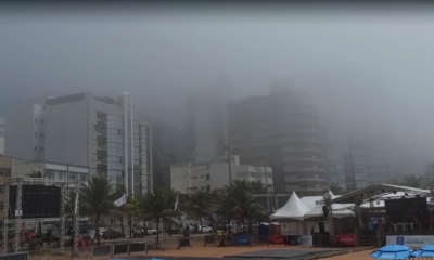 Nevoeiro toma a orla de Vila Velha neste domingo. Foto: Reprodução