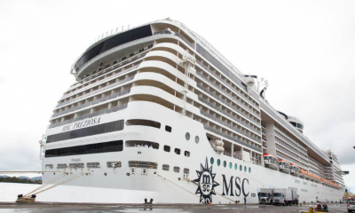 Navio MSC Preziosa atracado em Santos; cruzeiro com cerca de 20 casos de covid chegou ao Rio. Foto: Vinicius Stasolla/MSC