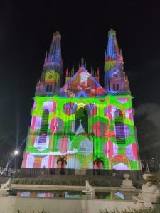 Show de luzes na fachada da Catedral de Vitória. Foto: Divulgação/PMV