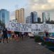 Pescadores protestam na Enseada do Suá, em Vitória: Foto: Arquivo Pessoal/Valquírio Loureiro