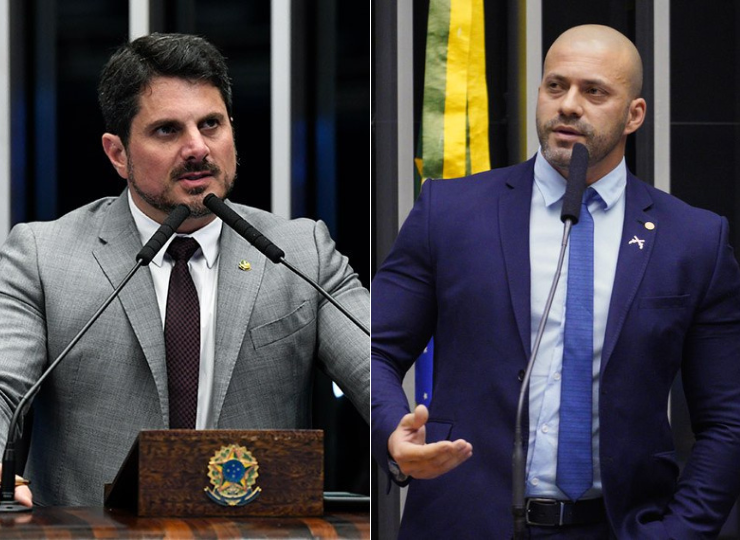 Senador Do Val acusa Silveira de orquestrar suposta trama golpista contra ministro Alexandre de Moraes. Fotos: Jefferson Rudy/Agência Senado e Pablo Valadares/Câmara dos Deputados