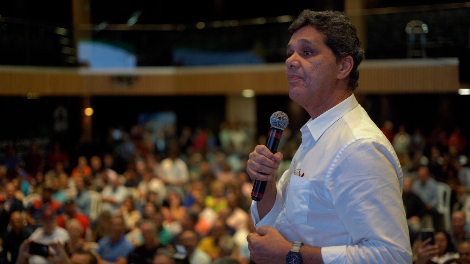 Ricardo Ferraço discursa em seu ato de filiação ao MDB (16/10/2023). Crédito: Wilson Roberto