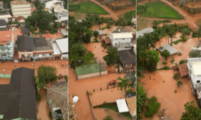 Ruas alagadas em Domingos Martins