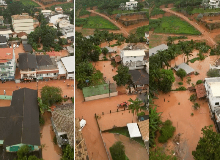 Ruas alagadas em Domingos Martins