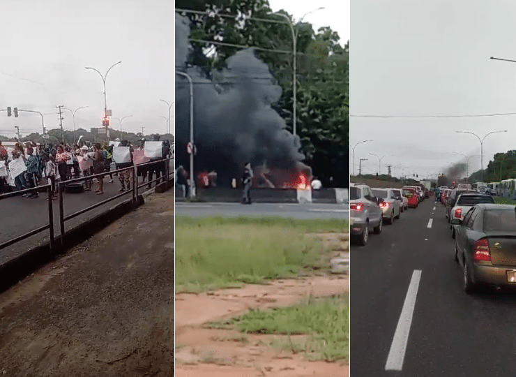 Cenas da manifestação na Rodovia do Sol