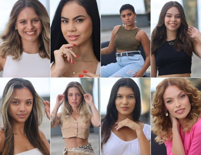 Montagem com todas as oito finalistas do concurso Miss Vila Velha 2024