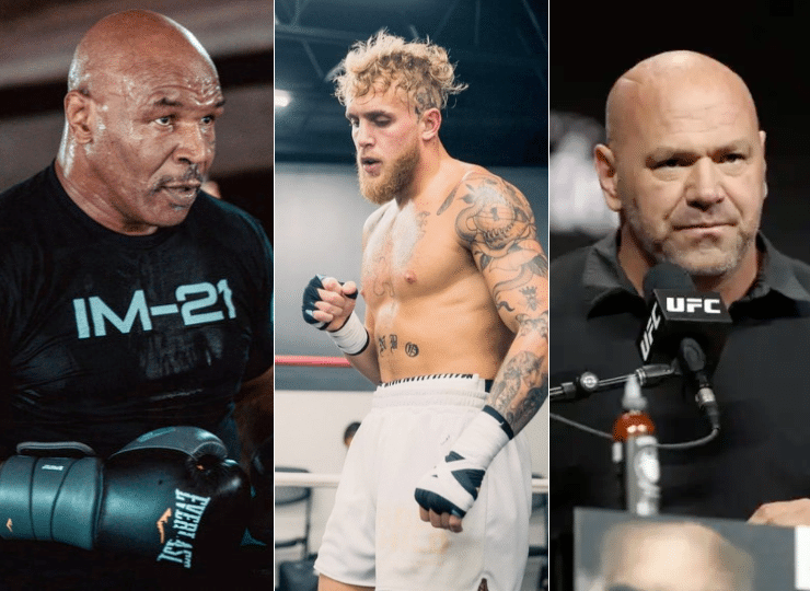 Mike Tyson, Jake Paul e Dana White. Foto: Reprodução