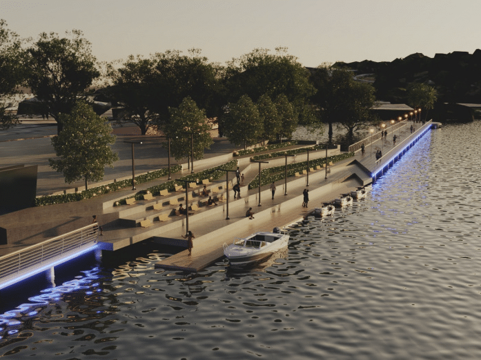 Na imagem do projeto de urbanização do Canal de Camburi, em Vitória, é possível ver a estrutura.