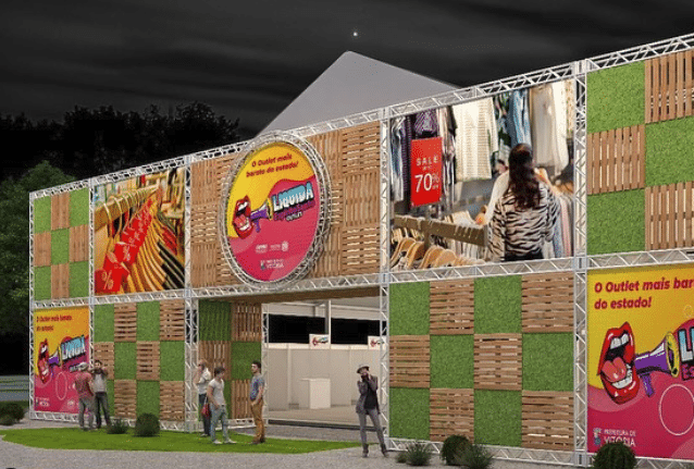 Imagem do projeto do Liquida Goiabeiras, em Vitória, que mostra a fachada de estrutura do evento