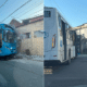 ônibus bateu no muro de uma casa