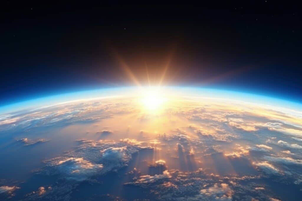 Sol vista de cima do planeta Terra
