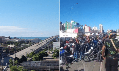 Protesto dos motociclistas interdita trânsito na 3ª Ponte
