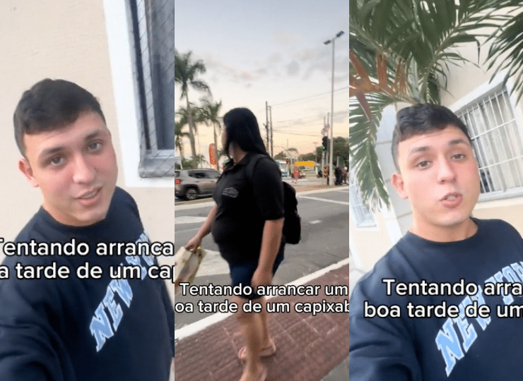 Renan Mendes fez um vídeo tentando dar boa tarde para pessoas na rua. Foto: Reprodução/Instagram