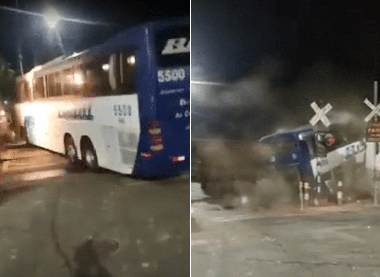  Ônibus de Guarapari é atingido por trem em Minas Gerais