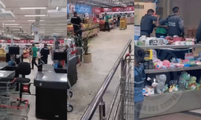 Vídeo mostra confusão e prisão após morte em supermercado