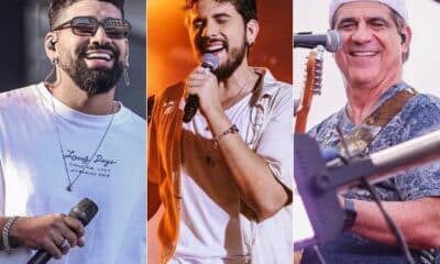 Montagem dos artistas Dilsinho e Gustavo Mioto e Durval Lelys que farão show de graça no aniversário de Colatina