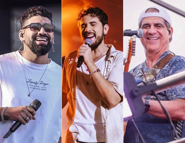 Montagem dos artistas Dilsinho e Gustavo Mioto e Durval Lelys que farão show de graça no aniversário de Colatina