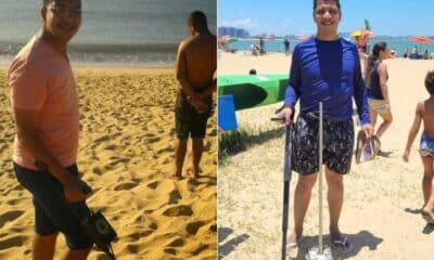 Elias Junior caçador de tesouro com detector de metal nas praias do Espírito Santo