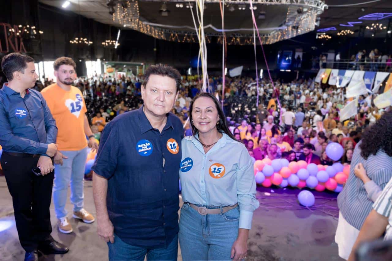 Euclério Sampaio e a candidata a vice-prefeita, Shymenne Benevicto de Castro. Foto: Max Garcia