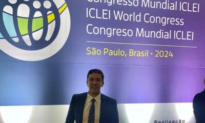 Fabricio Machado no Congresso Mundial sobre Mudança do Clima e Sustentabilidade do ICLEI. Reprodução Facebook