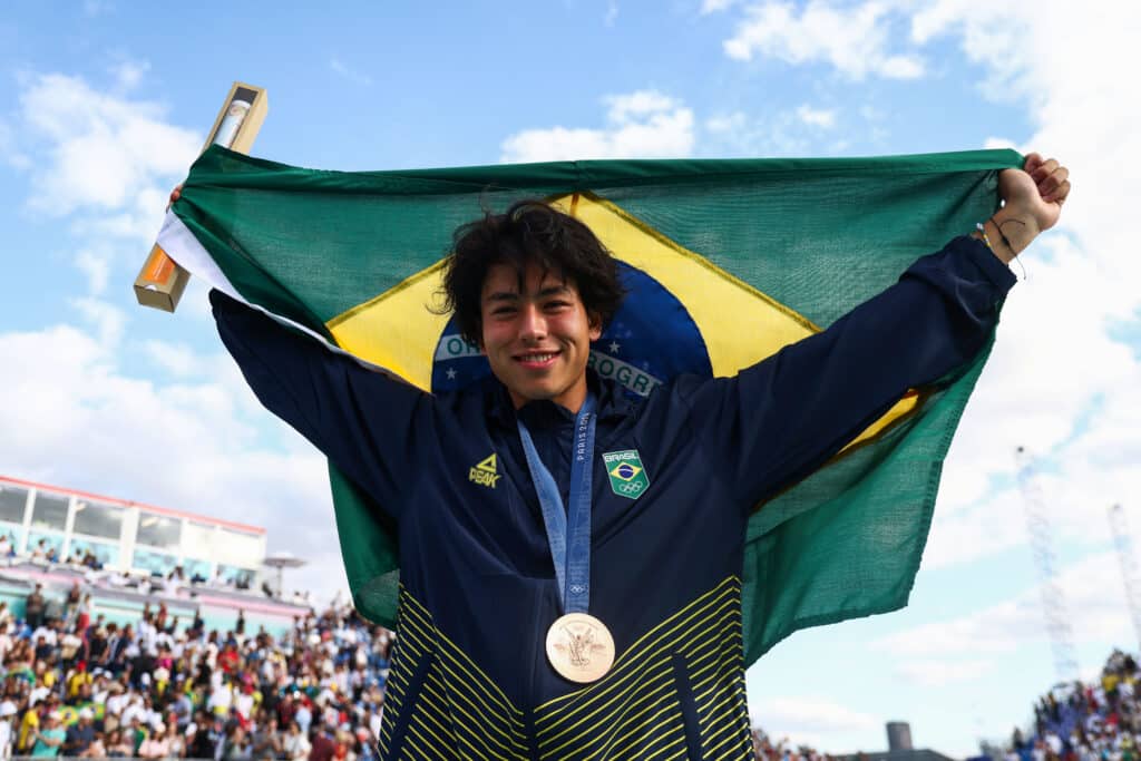 Augusto Akio, o Japinha, garantiu medalha de bronze no skate. Foto: Luiza Moraes/COB.