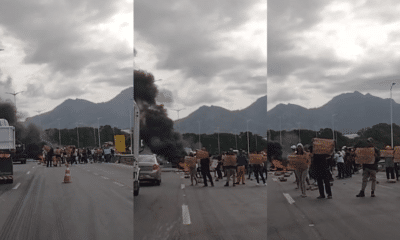 Pescadores fazem protesto e interditam Rodovia do Contorno