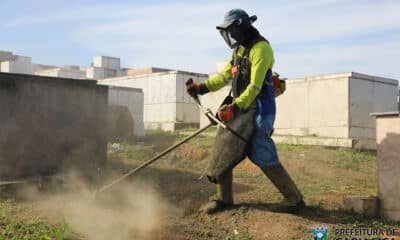 Funcionário da prefeitura cuida de cemitério em Cariacica