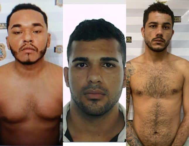 Henrique Silva Lima, vulgo Mascote (foragido); Bryan Lyrio Deolindo (foragido); e Átila Gonçalves, vulgo Taru (preso)