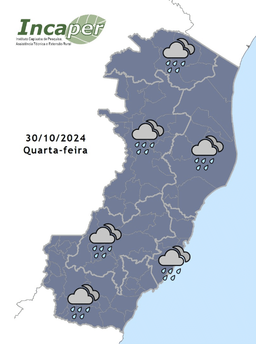 Previsão de chuva para o Espírito Santo. Foto: Divulgação