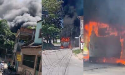 Montagem de Incêndio em ônibus do Transcol no bairro Cascata, na Serra