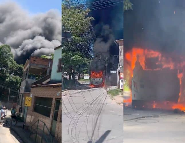 Montagem de Incêndio em ônibus do Transcol no bairro Cascata, na Serra